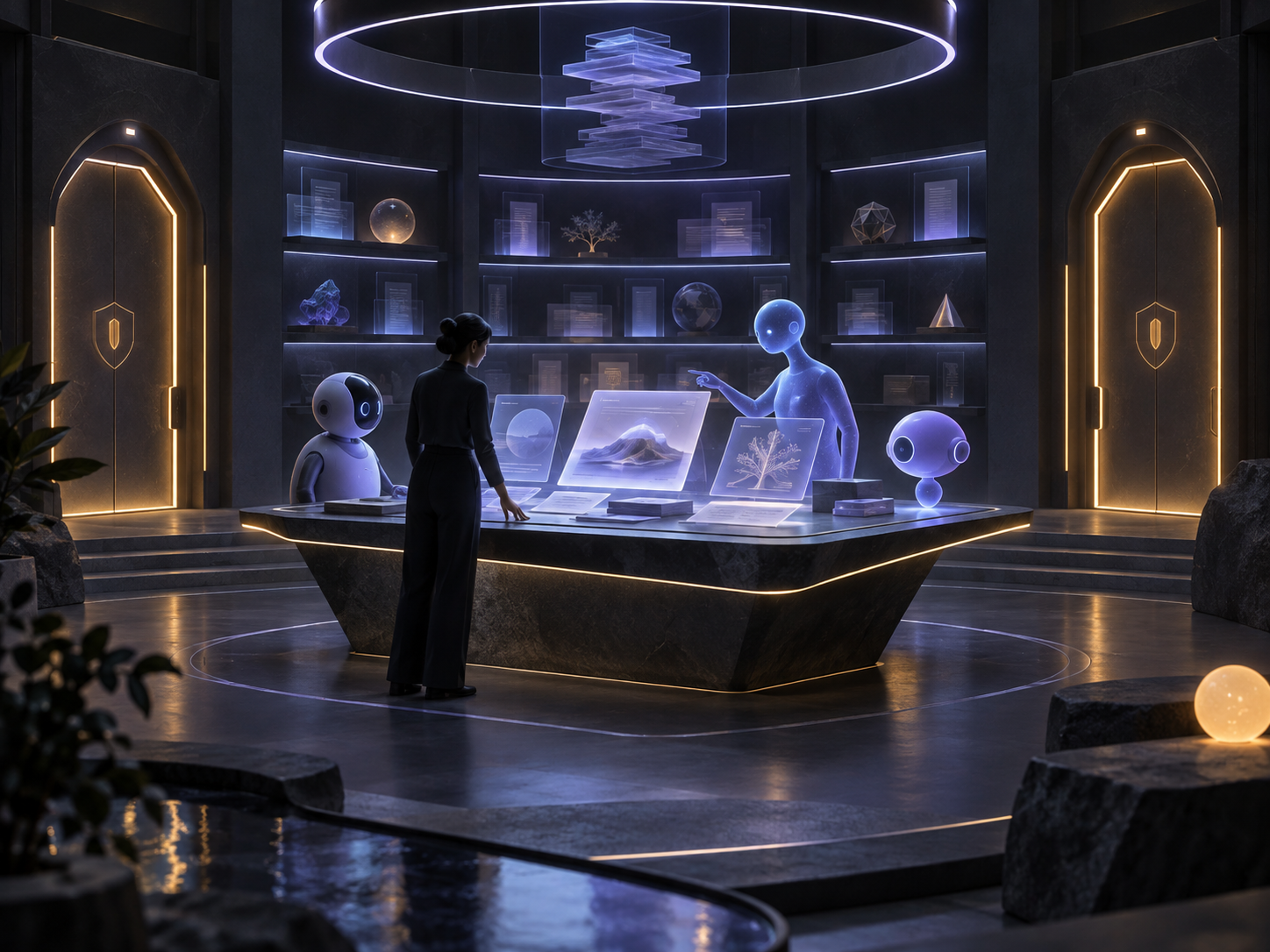 A person and AI agents collaborating around persistent shared artifacts in a governed workspace