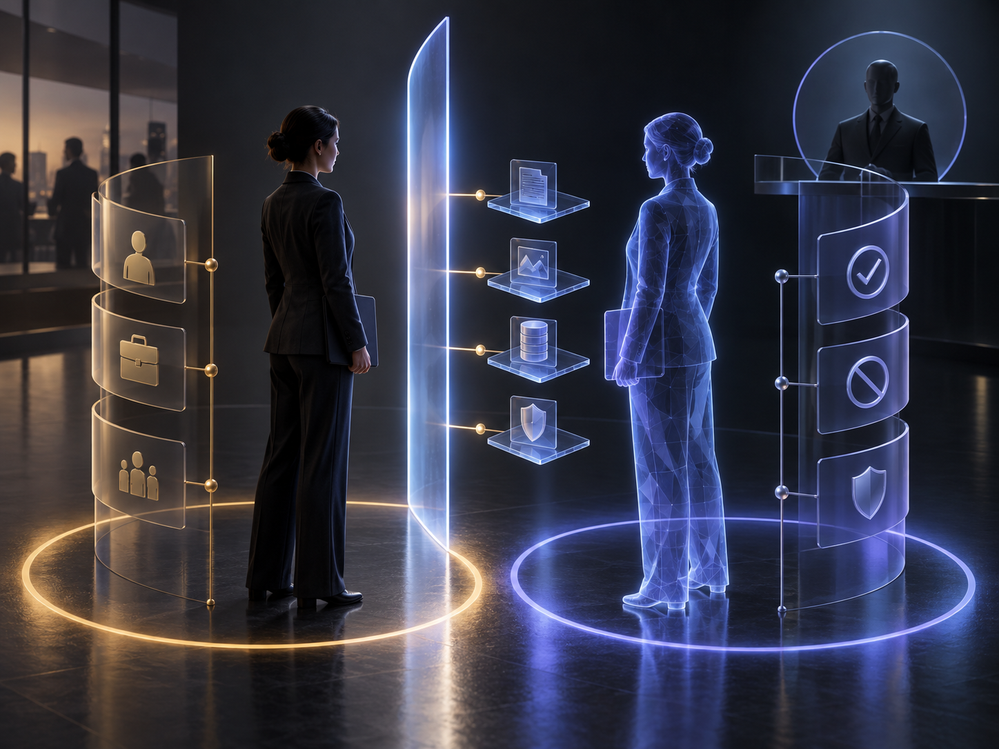 A professional and a governed digital role representation linked through evidence and oversight controls